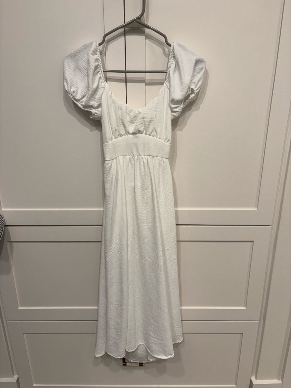 Altar’d State White Puff Sleeve Midi Dress